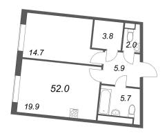 2 ккв (Евро) № 177 Корп.: 2 , Секция 5  в ЖК Визионер