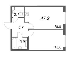 2 ккв (Евро) № 131 Корп.: 1 , Секция 3  в ЖК Визионер