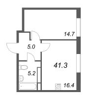2 ккв (Евро) № 48 Корп.: 1 , Секция 1  в ЖК Визионер