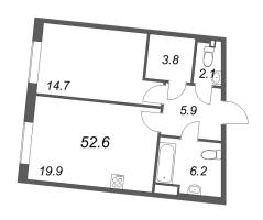 2 ккв (Евро) № 171 Корп.: 2 , Секция 5  в ЖК Визионер