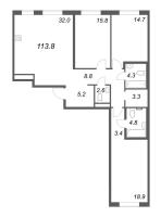 4 ккв (Евро) № 72 Корп.: 1 , Секция 2  в ЖК Визионер