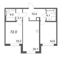 3 ккв (Евро) № 133 Корп.: 1 , Секция 3  в ЖК Визионер
