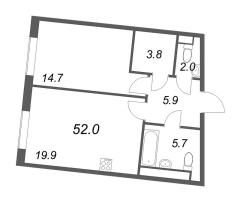 2 ккв (Евро) № 189 Корп.: 2 , Секция 5  в ЖК Визионер