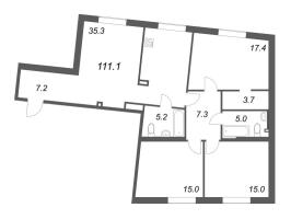 4 ккв (Евро) № 147 Корп.: 2 , Секция 4  в ЖК Визионер