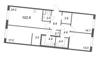 4 ккв (Евро) № 146 Корп.: 2 , Секция 4  в ЖК Визионер