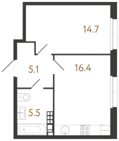 2 ккв (Евро) № 24 Корп.: 1 , Секция 1  в ЖК Визионер