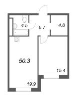 2 ккв (Евро) № 74 Корп.: 1 , Секция 2  в ЖК Визионер