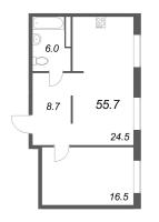 2 ккв (Евро) № 31 Корп.: 1 , Секция 1  в ЖК Визионер