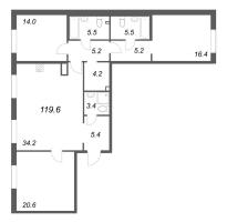 4 ккв (Евро) № 99 Корп.: 1 , Секция 3  в ЖК Визионер