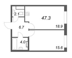 2 ккв (Евро) № 125 Корп.: 1 , Секция 3  в ЖК Визионер