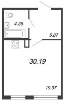 Студия № 169 Дом: 6 Корп.: 1 , Секция 9  в ЖК Волковский