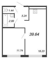 2 ккв (Евро) № 153 Дом: 6 Корп.: 1 , Секция 8  в ЖК Волковский