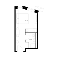 Студия № 1.14.24 Корп.: 1 , Секция 1  в ЖК Вольта
