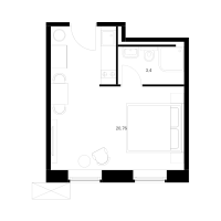 Студия № 1.3.4 Корп.: 1 , Секция 1  в ЖК Вольта