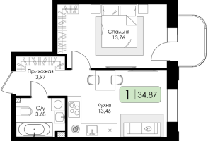 1 ккв № 16 Корп.: 1.1 , Секция 1  в ЖК Всевгород