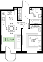 2 ккв (Евро) № 48 Корп.: 1.1 , Секция 2  в ЖК Всевгород