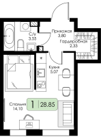Студия № 133 Корп.: 1.1 , Секция 5  в ЖК Всевгород