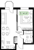 2 ккв (Евро) № 73 Корп.: 1.1 , Секция 3  в ЖК Всевгород