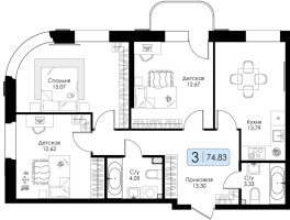 3 ккв № 21 Корп.: 1.1 , Секция 1  в ЖК Всевгород