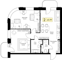 3 ккв (Евро) № 100 Корп.: 1.1 , Секция 4  в ЖК Всевгород