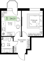 1 ккв № 67 Корп.: 1.1 , Секция 3  в ЖК Всевгород