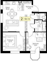 3 ккв (Евро) № 143 Корп.: 1.1 , Секция 5  в ЖК Всевгород