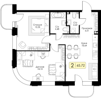 3 ккв (Евро) № 26 Корп.: 1.1 , Секция 1  в ЖК Всевгород