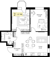 3 ккв (Евро) № 84 Корп.: 1.1 , Секция 3  в ЖК Всевгород