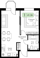 2 ккв (Евро) № 89 Корп.: 1.1 , Секция 3  в ЖК Всевгород