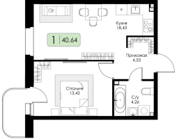 2 ккв (Евро) № 106 Корп.: 1.1 , Секция 4  в ЖК Всевгород