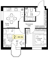 2 ккв № 57 Корп.: 1.1 , Секция 2  в ЖК Всевгород