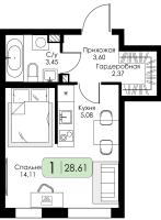 Студия № 149 Корп.: 1.1 , Секция 5  в ЖК Всевгород