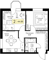 2 ккв № 128 Корп.: 1.1 , Секция 5  в ЖК Всевгород