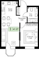 2 ккв (Евро) № 88 Корп.: 1.1 , Секция 3  в ЖК Всевгород
