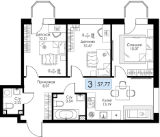 3 ккв № 178 Корп.: 1.1 , Секция 6  в ЖК Всевгород