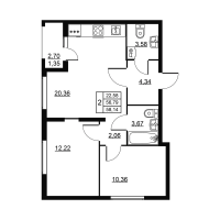3 ккв (Евро) № 118 Корп.: 3 , Секция 3  в ЖК Высота. Новодевяткино
