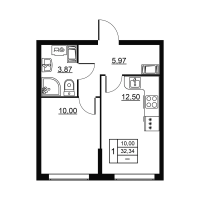 1 ккв № 11 Корп.: 3 , Секция 1  в ЖК Высота. Новодевяткино