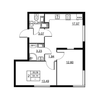 3 ккв (Евро) № 120 Корп.: 3 , Секция 3  в ЖК Высота. Новодевяткино