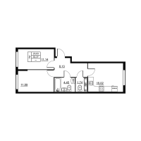 3 ккв (Евро) № 100 Корп.: 3 , Секция 2  в ЖК Высота. Новодевяткино