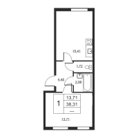 2 ккв (Евро) № 494 Корп.: 1 , Секция 5  в ЖК Высота