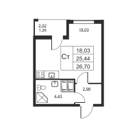 Студия № 868 Корп.: 1 , Секция 7  в ЖК Высота