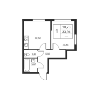 1 ккв № 562 Корп.: 1 , Секция 6  в ЖК Высота