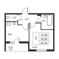 1 ккв № 5 Корп.: 1 , Секция 1  в ЖК Высота