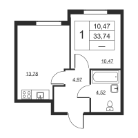 1 ккв № 715 Корп.: 1 , Секция 7  в ЖК Высота