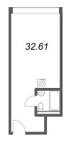 Студия № 05/37 Корп.: 1 , Секция 1  в ЖК Well Московский