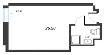 Студия № 10.39 Корп.: 1 , Секция 1  в ЖК Well