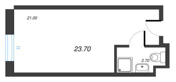 Студия № 4.94 Корп.: 1 , Секция 1  в ЖК Well