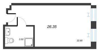 Студия № 10.51 Корп.: 1 , Секция 1  в ЖК Well