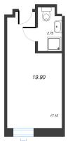 Студия № 4.91 Корп.: 1 , Секция 1  в ЖК Well