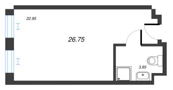 Студия № 10.35 Корп.: 1 , Секция 1  в ЖК Well